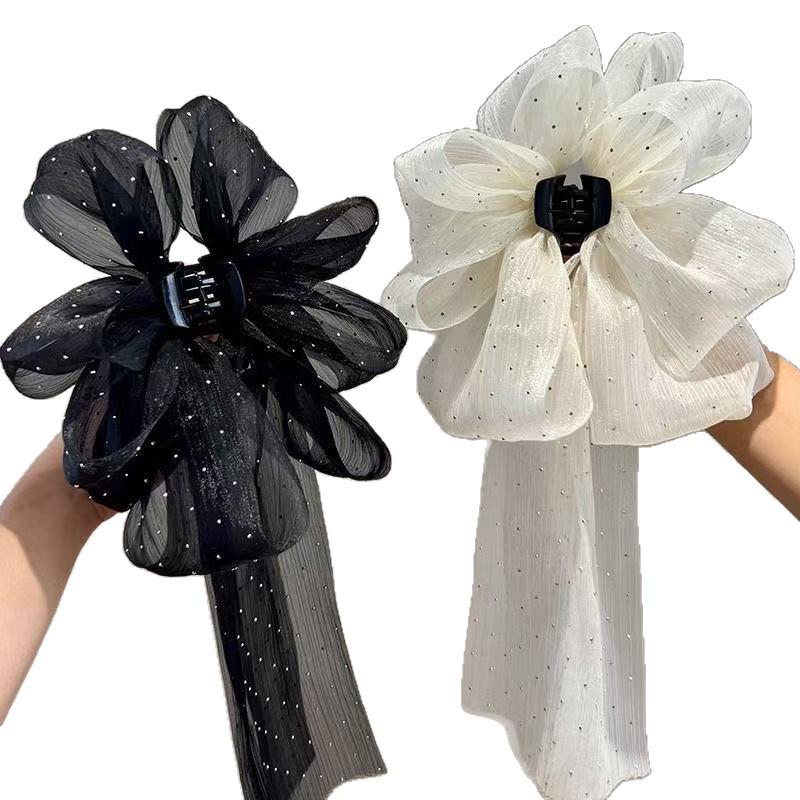 Сетка Бант Лента Заколка для волос – Элегантный аксессуар для полупрически