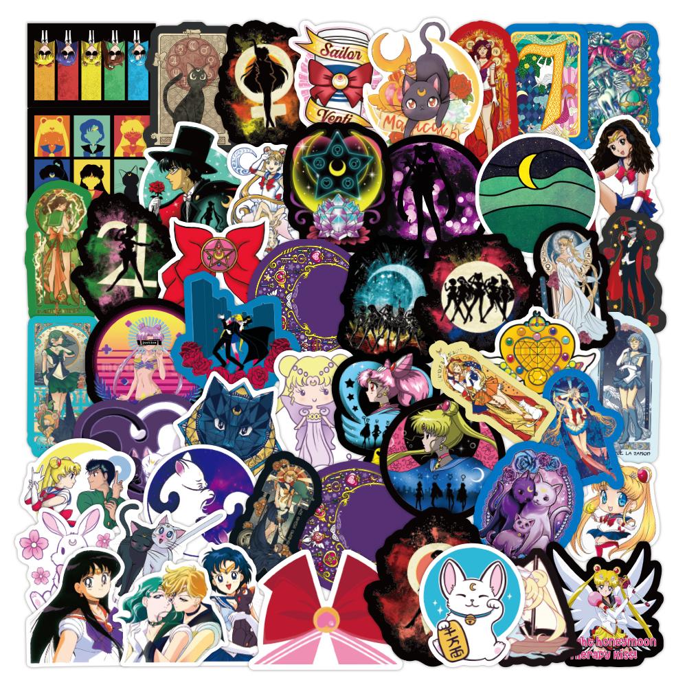 50/100PCS Kids Stickers Sailor Moon Cute Kawaii Anime Sticker Cartoonl Luggage Skateboard Guitar Fridge Notebook Waterproof Wholesale Kid Toy Gift