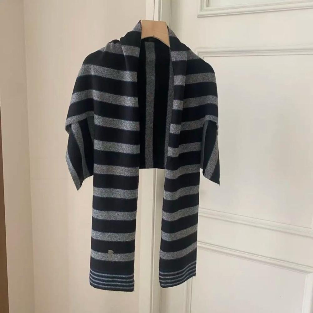 Cloak T-Shaped Striped Shawl Retro Large Wraps Retro Large Scarves Women