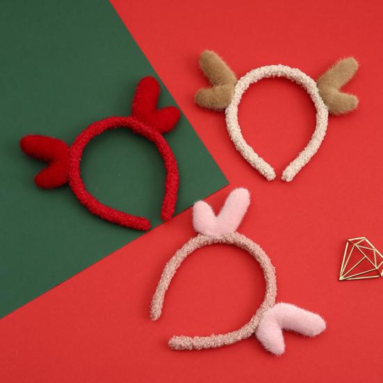 Christmas Headband Plush Reindeer Antlers Headband Holiday Costume Accessories for Christmas Party Favors Photo Booth Props