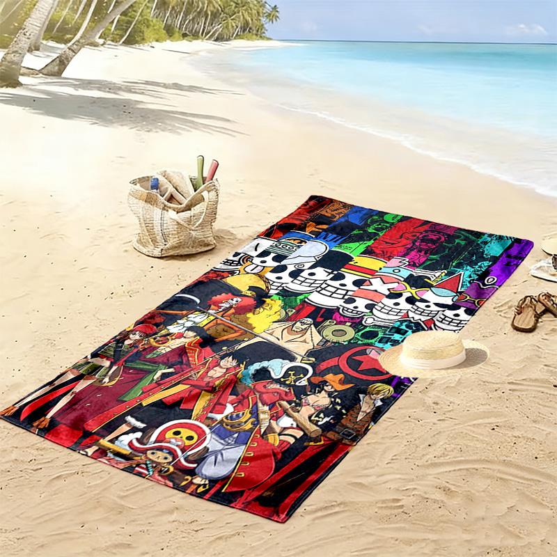 Pirate Anime Print Beach Towel, Large Soft Quick Dry Towel for Beach Camping Swimming