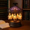 Призрачная Карусель Витражный Ночник-Карусель с Плавающим Призраком Хэллоуин Настольная Лампа для Чтения для Спальни Каминной Полки Настольного Декора