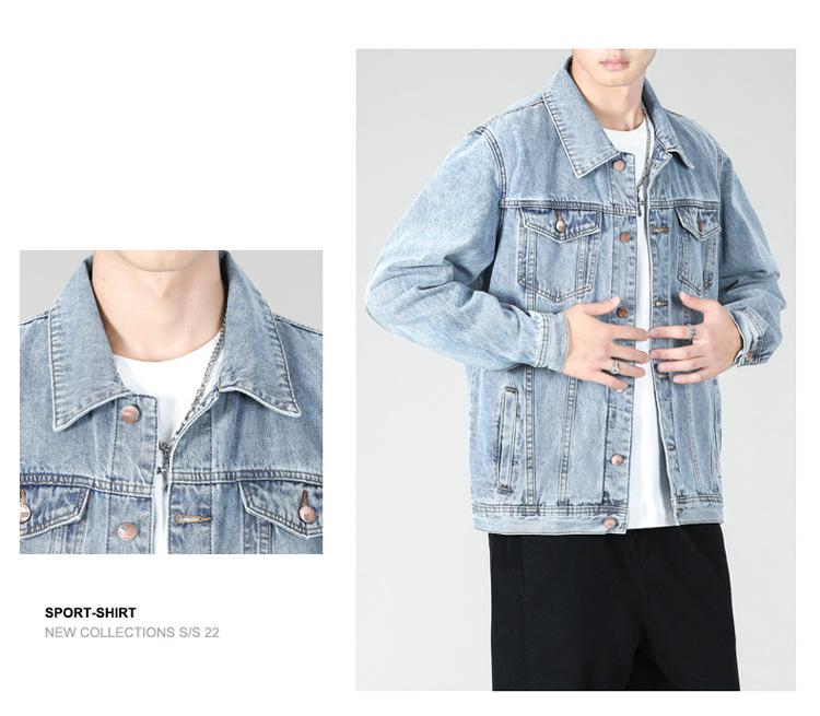 Мужская модная высококачественная свободная синяя джинсовая куртка с воротником - Повседневный модный топ большого размера