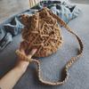 Cotton Rope Bucket Shoulder Bag For Women Handamade Woven Summer Beach Drawstring Crossbody Bag
