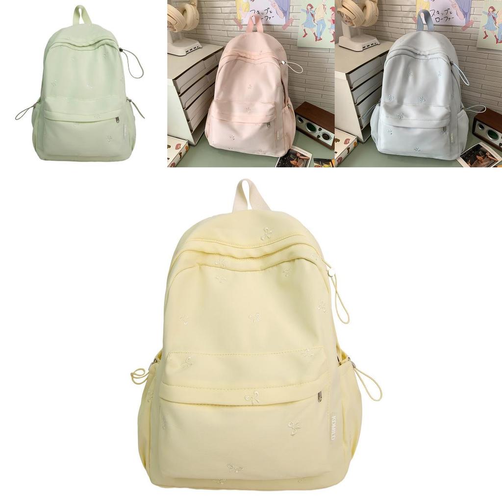 Modern Korea Pastel Butterfly Bow Printed Backpack With Nylon Material For School And Daily Use