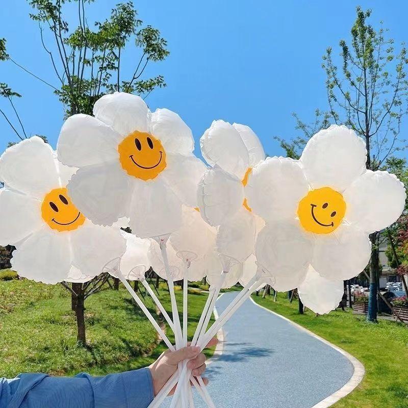 Egg Flower Sunflower Balloon Large Medium Small Daisy Flower Smiley Face Decoration Aluminum Film Balloon