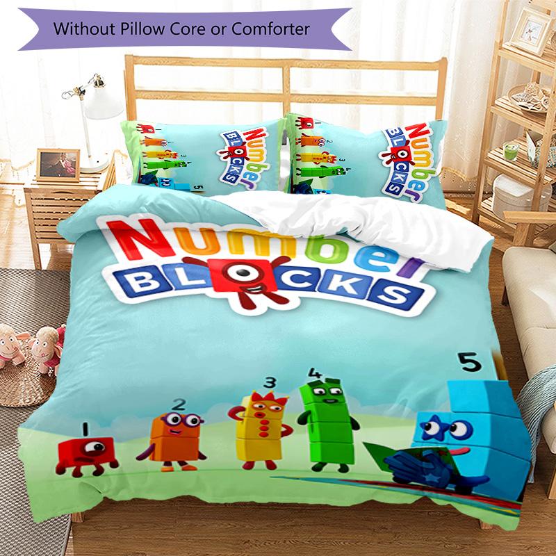 3pcs Numberblocks2 pattern bedding set duvet cover set includes duvet cover &pillowcases, perfect all season bedroom decoration & gift
