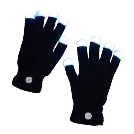 1 Pair Glowing Gloves LED Light Up Finger Gloves with 7 Color Dynamic Light Mode Breathable