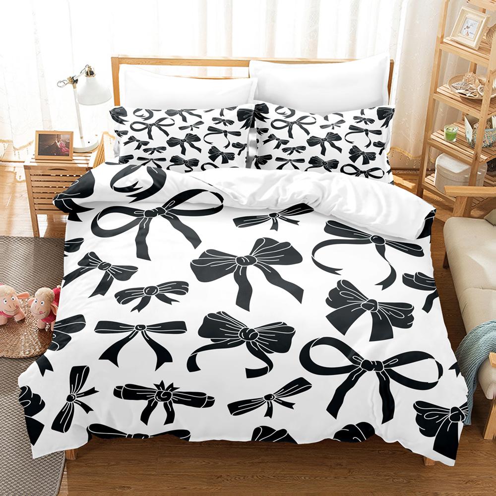 4pcs Bowknot Bedding Sets Skin Friendly Soft Bedsheets And Duvet Covers Comfortable And Lovely Suitable For All Ages