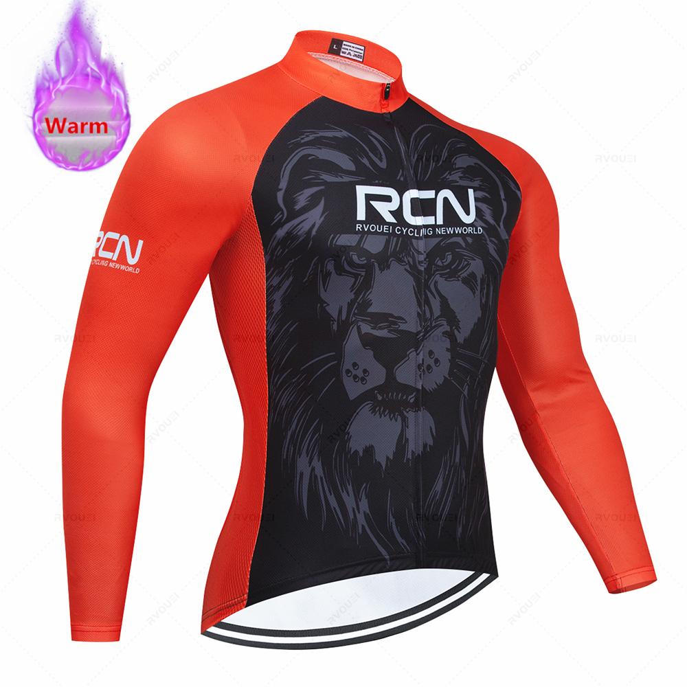 New Rcn Men Winter Cycling Clothing Long Sleeve Thermal Fleece Bicycle Jersey Set MTB Warm Bike Jersey Set Ropa Ciclismo Hombre