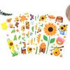 8 Sheets Sunflower Bee Butterfly Window Stickers Static PVC Window Cling Reusable Removable Spring Floral Decals for Glass Door Window Decor
