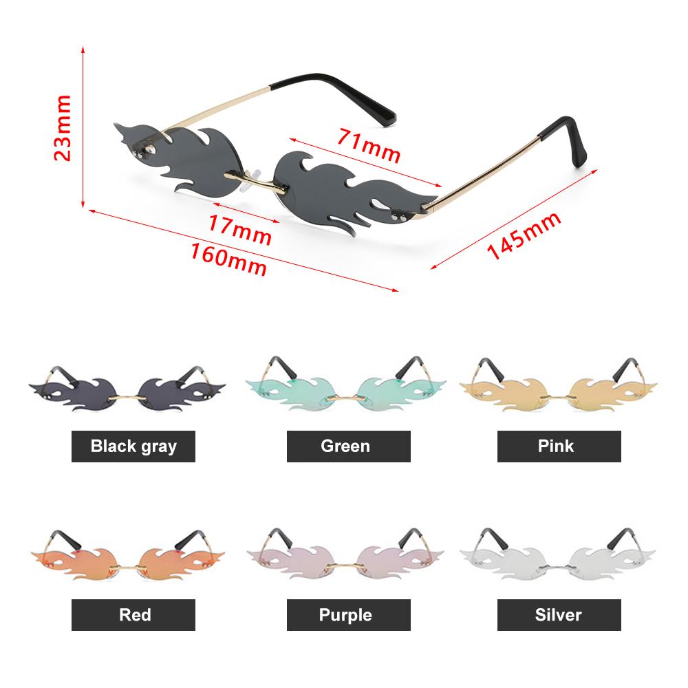 Streetwear Trending Eyewear Fire Flame Rimless Wave Sun Glasses Fashion Sunglasses