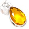Citrine Gemstone Handmade 925 Sterling Silver Jewelry Pendant 1.93" W2M78
