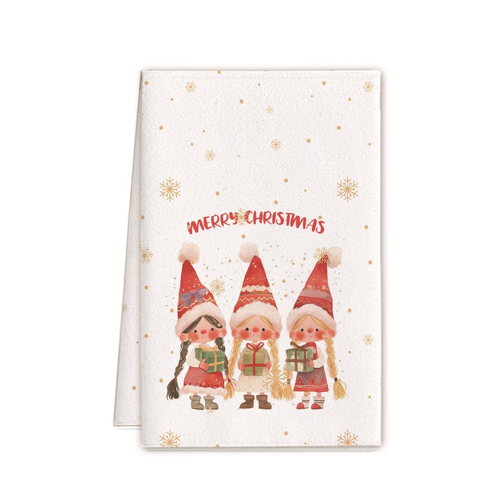 Рождественское полотенце 2025 новое трансграничное полотенце из микрофибры с принтом кухонное полотенце праздничное украшение