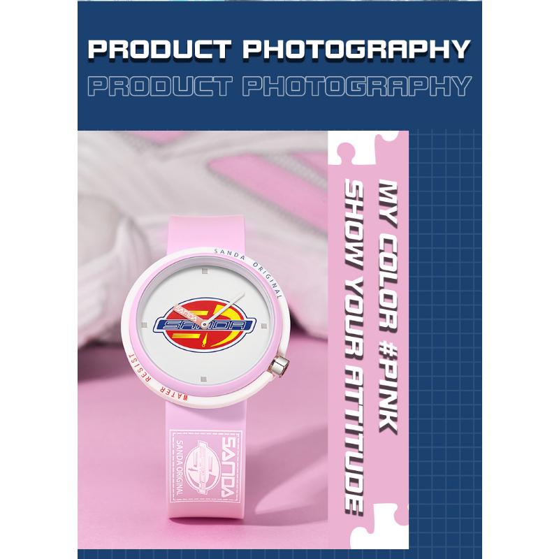 SANDA Новые кварцевые часы с силиконовой лентой, водонепроницаемые студенческие, водонепроницаемые классные часы для мужчин и женщин на открытом воздухе