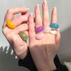 Retro Multicolor Transparent Acrylic Resin Ring Geometric Round Marble Pattern Rings for Women Delicate Jewelry Girls