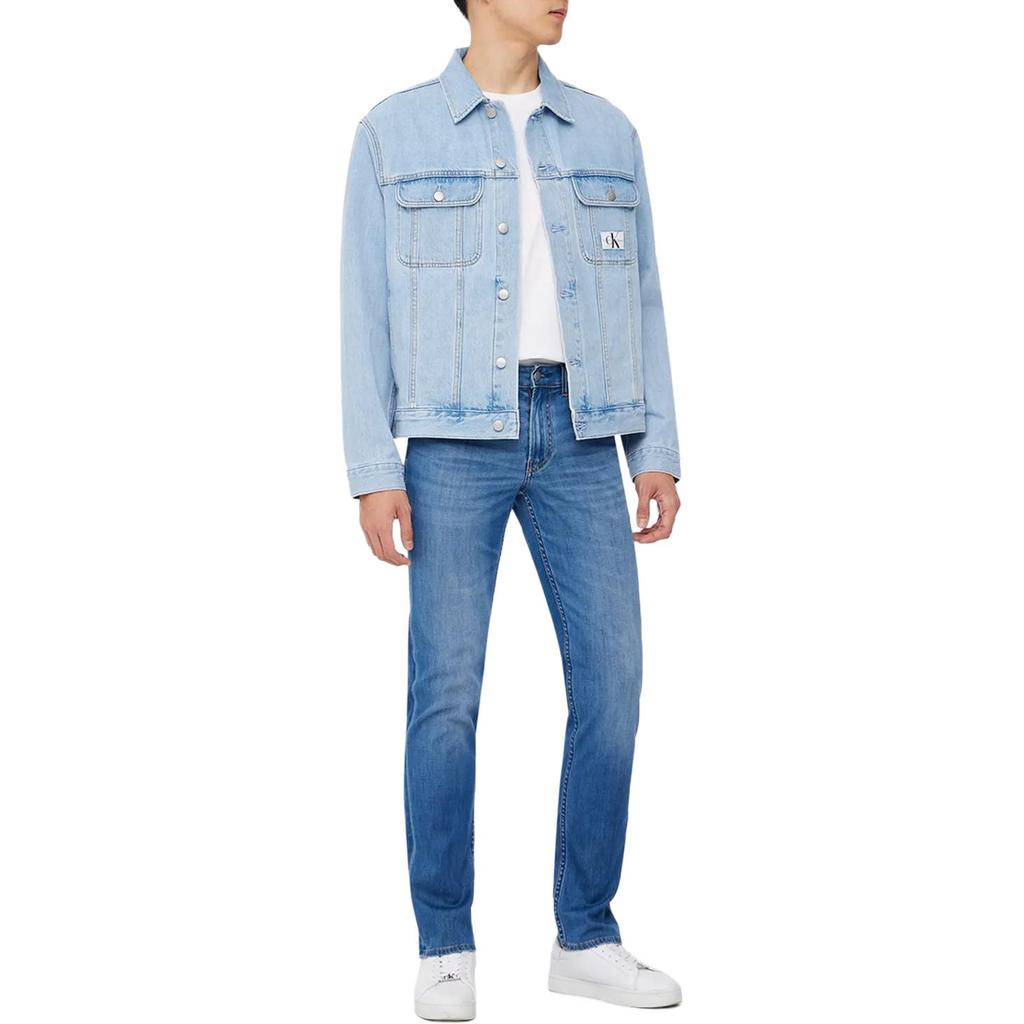 Calvin Klein Color Block Label Comfortable Long Sleeve Denim Jacket Men Jackets Blue J325551-1AA