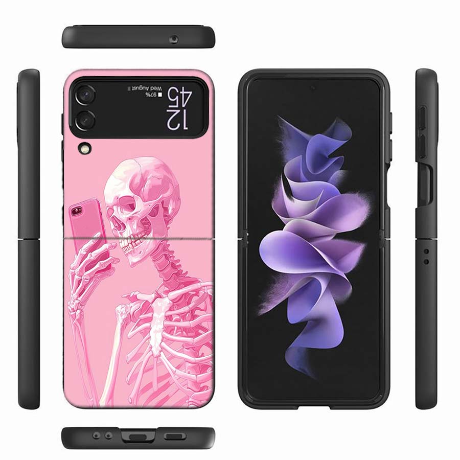 Забавный чехол-череп скелета для Samsung Z Flip 6 7 5G Z Flip 5 Galaxy Z Flip 3 4 5G ZFlip Ударопрочный Жесткий чехол ТПУ ПК Coq
