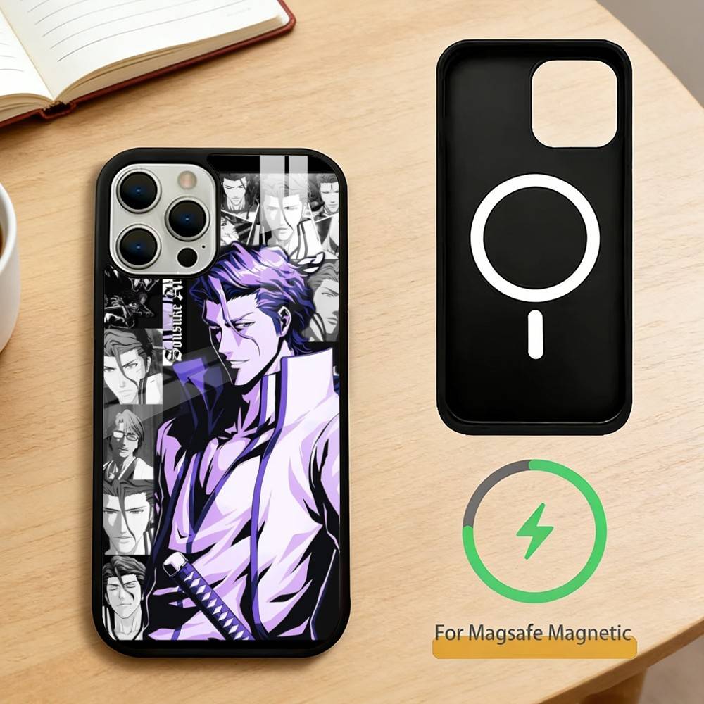 Anime B-Bleachs Aizen Sosuke Phone Case For iPhone 17,16,15,14,13,Pro,Max,Plus,Magnetic For Magsafe Wireless Charging