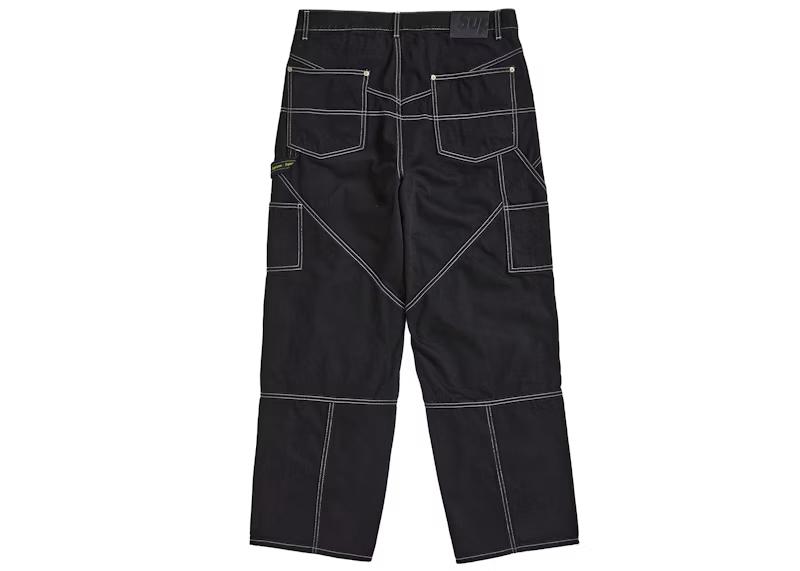 Supreme Contrast Stitch Double Knee Painter Jean Black
