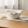 Embossed Flower Plate Set Easy to Clean Floral Ceramic Bowl and Cup Set Floral Relief Dinnerware Non Household Tableware
