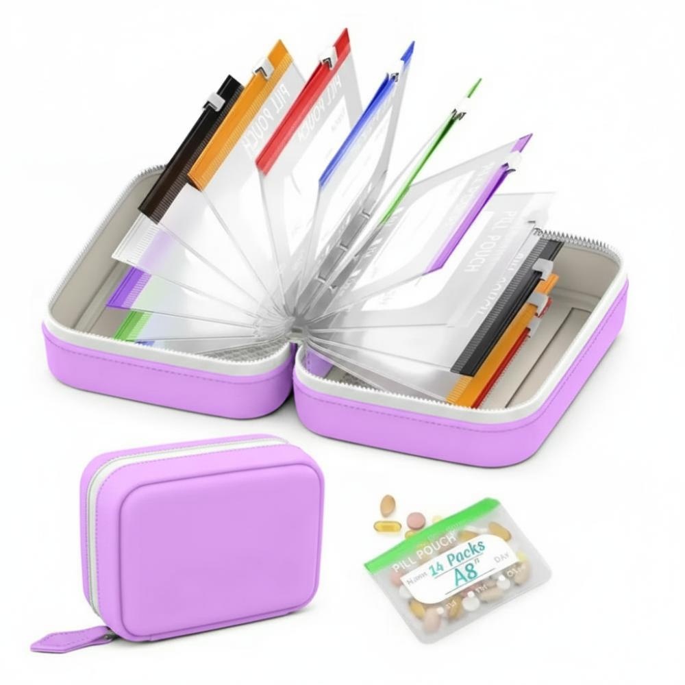 7/14PCS Waterproof Weekly Pill Organizer BPA-Free Medicine Pouch Set Travel Use