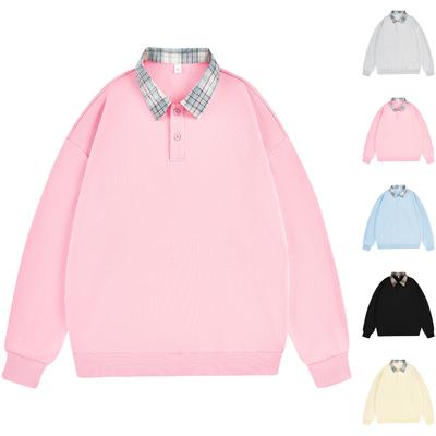 Толстовка с отложным воротником и заплатками на плечах, повседневный спортивный топ