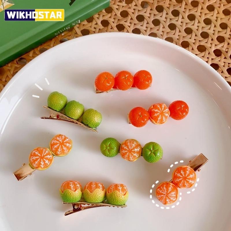 Креативная забавная заколка для волос в виде половинки очищенного апельсина, милый боковой зажим для девочки, японская заколка со словом "фрукт", зажим-уточка, популярные аксессуары для волос