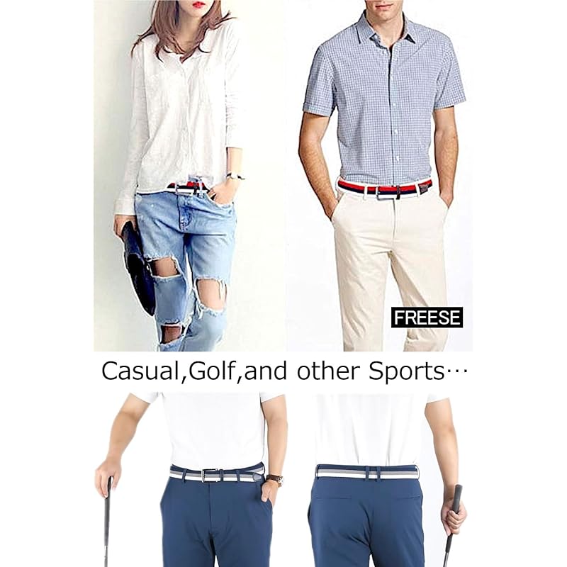 [FREESE] ремень мужской плетеный сетчатый эластичный резиновый свободный размер Влагоотводящий и быстросохнущий джентльменский деловой повседневный гольф Усиленный тип пряжки (коричневый