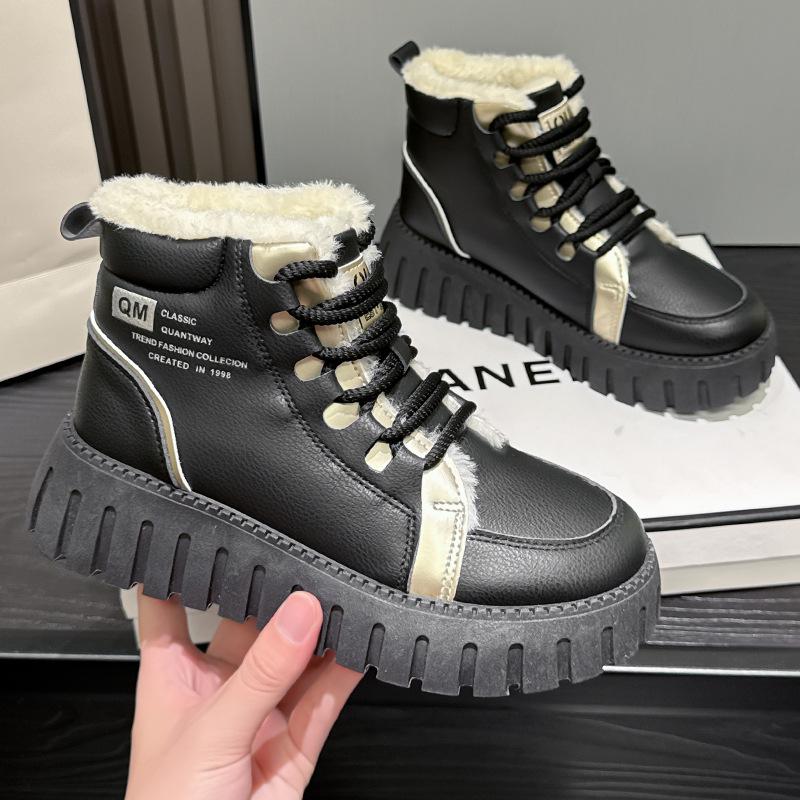 Высокие хлопковые ботинки зимние новые бархатные утолщенные кожаные ботинки Мартина теплые снегоступы