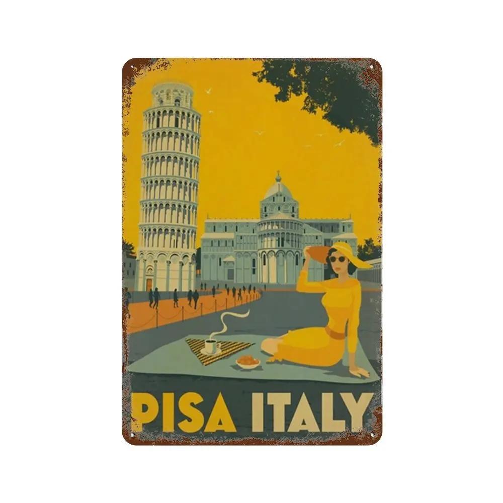 Путешествия Города Табличка Металлические Знаки Винтажный Плакат Япония Таиланд Италия Пейзаж Ретро Тарелка Искусство Живопись Домашний Бар Паб Клуб Декор