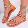 New Bohemian Colorful Splicing Women's Flat Sandals 41--43
