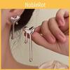 Silver Geometric Trendy Heart And Waterdrop Earrings Stylish Alloy Ear Studs