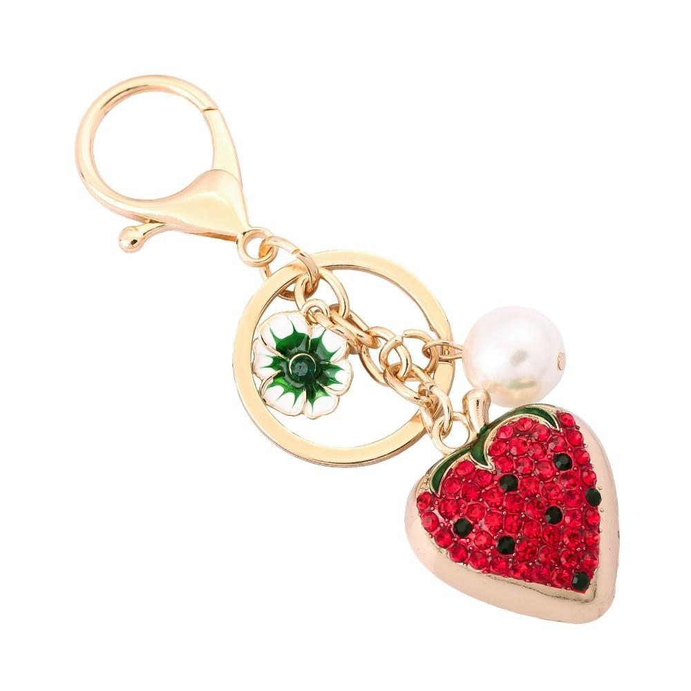 Enamel Simulation Fruit Keychain Cartoon Metal Key Rings Fruit Bag Pendant Keychain Jewelry