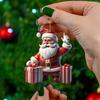 3PCS Cartoon Christmas Tree Decoration Acrylic Hanging Accessories Creative Mini Santa Claus  Home