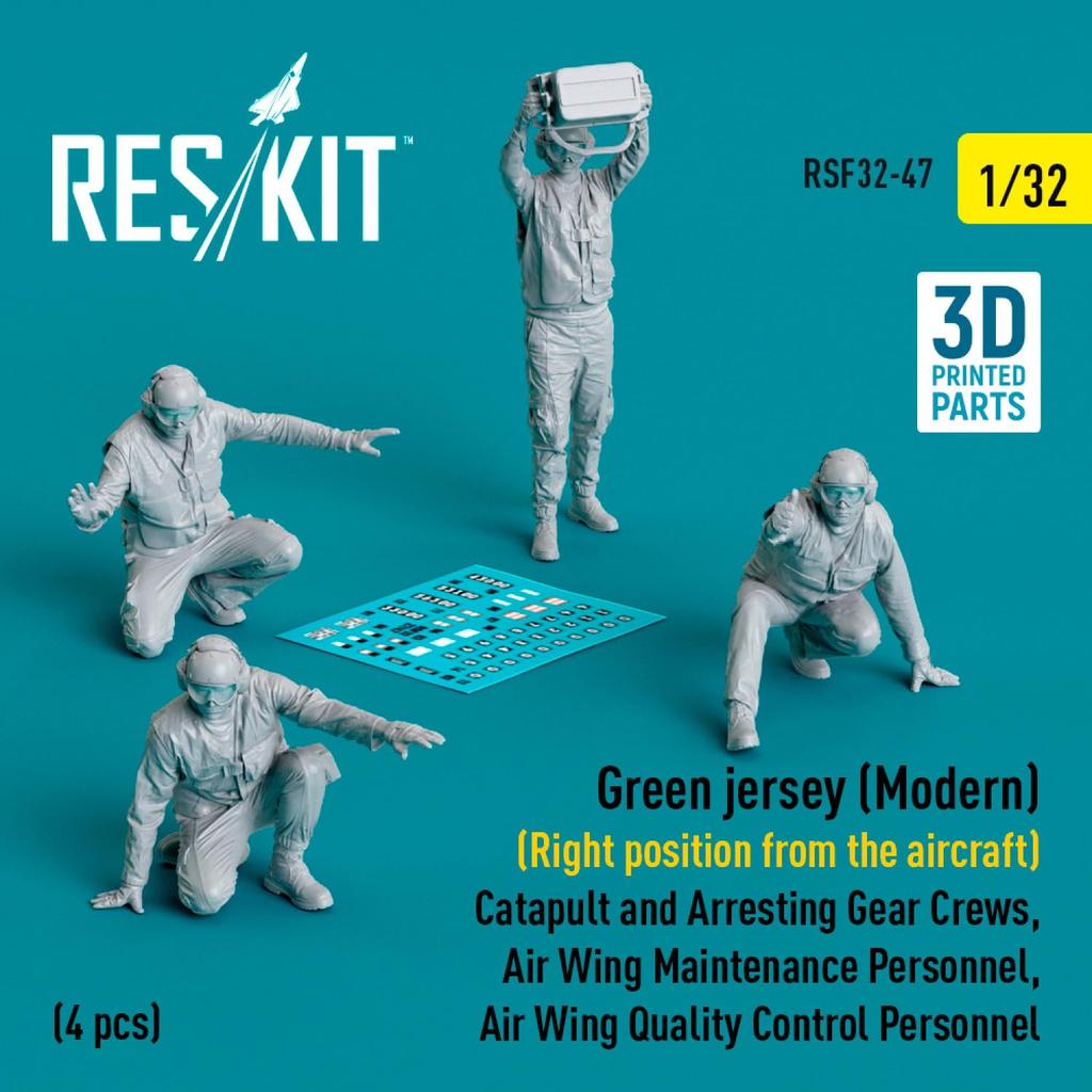 Reskit Авианосец Команда технического обслуживания самолетов Самолет Поза правого борта 4 фигуры Набор для 3D-принтера 1/32 RSKF32-0047