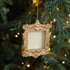 Resin Classic Baroque Frame Christmas Tree Pendant  Golden Square Oval Frame Christmas Hanging Decoration Home Ornaments