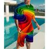 2025 New Men's Round Neck T-shirt Set Printing Optical Illusion Pattern T-shirt Two Piece Set Fashion Men's Summer T-shirt Set