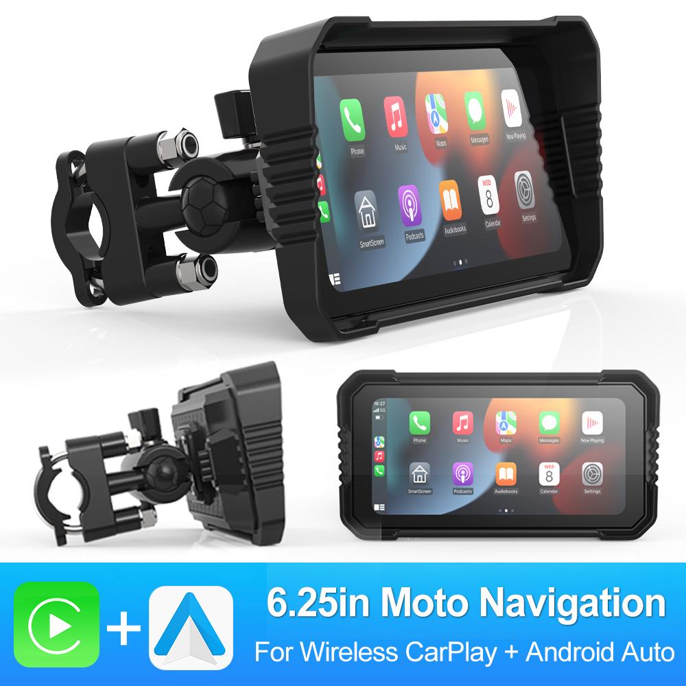 BEPOCAM 5"/6.25" Motorcycle GPS Navigation DVR Carplay Screen IPX7 Waterproof for Moto Dual Cameras Drive Recorder Moto Monitor