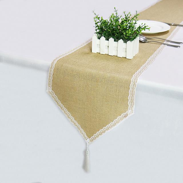 Wedding Party Table Runner Burlap Natural Jute Linen Table Decoration Accessories Home Table Cloth