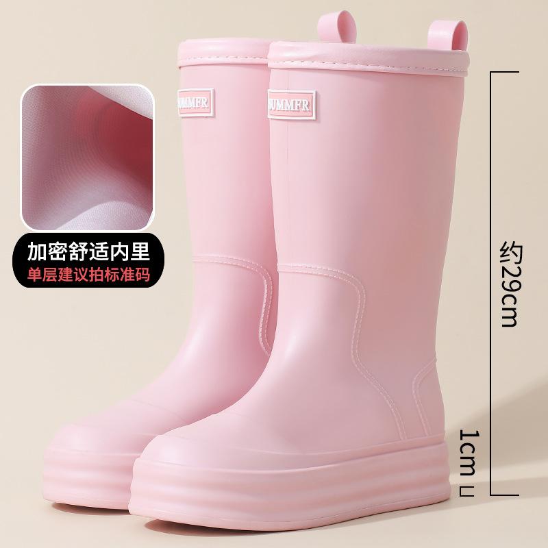 Женские дождевые ботинки 2025 новые водные ботинки для девочек нескользящие резиновые ботинки для женщин-студенток водонепроницаемые бархатные водные ботинки средней высоты