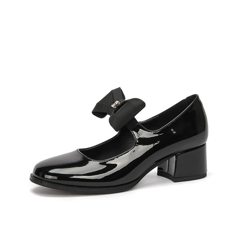 Туфли Мэри Джейн женские весенние новые модные женские туфли в британском стиле с круглым носком на толстом каблуке с бантом и юбкой женские туфли