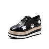 2025 Spring Autumn Muffin Shoes Platform Inner Height Lace-up Women's Casual Single Shoes Star British Style Heel HZB-1813