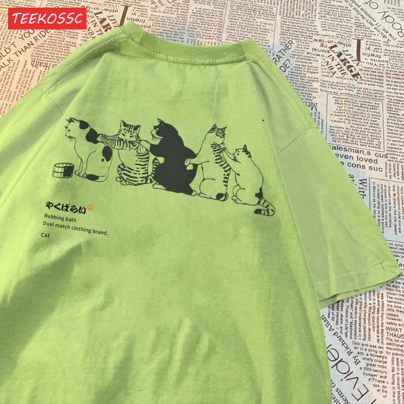 Футболка женская с короткими рукавами и принтом кота, модный свободный универсальный летний топ, повседневная и модная уличная одежда