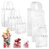 5PCS Reusable Clear PVC Plastic Tote Bag with Clear Handle Beautiful Gift Bag