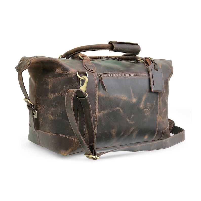 Full Grain Leather Duffle Bag, Leather Holdall, Leather Weekender Bag, Personalised Gift for Him, Overnight Bag for Her, Carry On Baggage