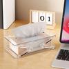 Clear Tissue Box Holder Spring-loaded Tissue Dispenser Transparent Desktop Tissue Box Cover for Home