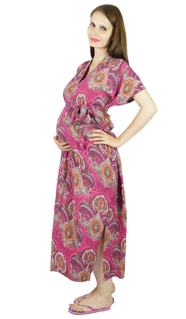 Bimba Ночная рубашка для кормящих матерей с поясом-кафтаном | Передняя и задняя часть