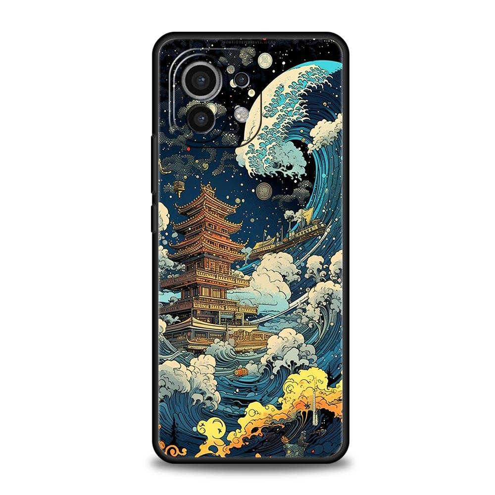 Чехол для телефона для Xiaomi Mi 14 13 12 11 Lite 13T 12T 11x 11T 10T Pro 9T Note 10 Lite Мягкий чехол Япония Великая волна в Канагаве