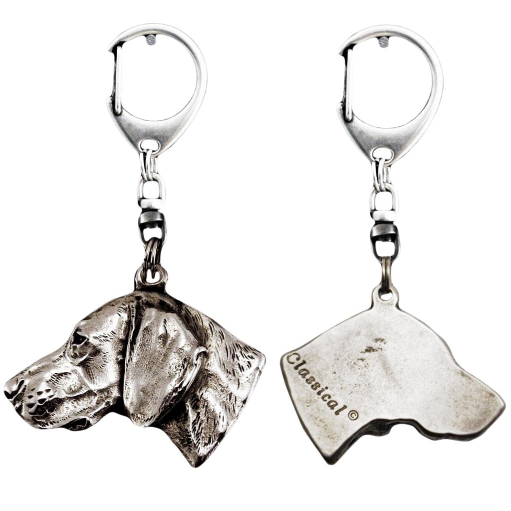 Weimaraner, Grey Ghost - Silver-plated Key Ring with Dog, Handbag Decoration, Backpack Pendant by Art-Dog Brand